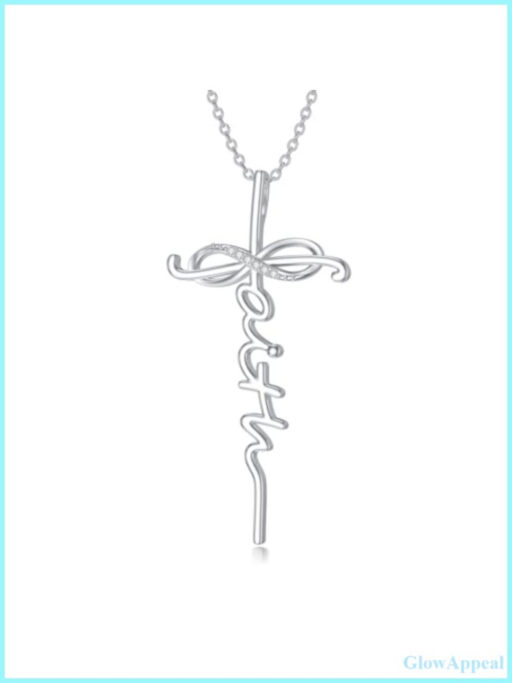 Sterling Silver Faith Cross Necklace Lab Grown Diamond Infinity Pendant